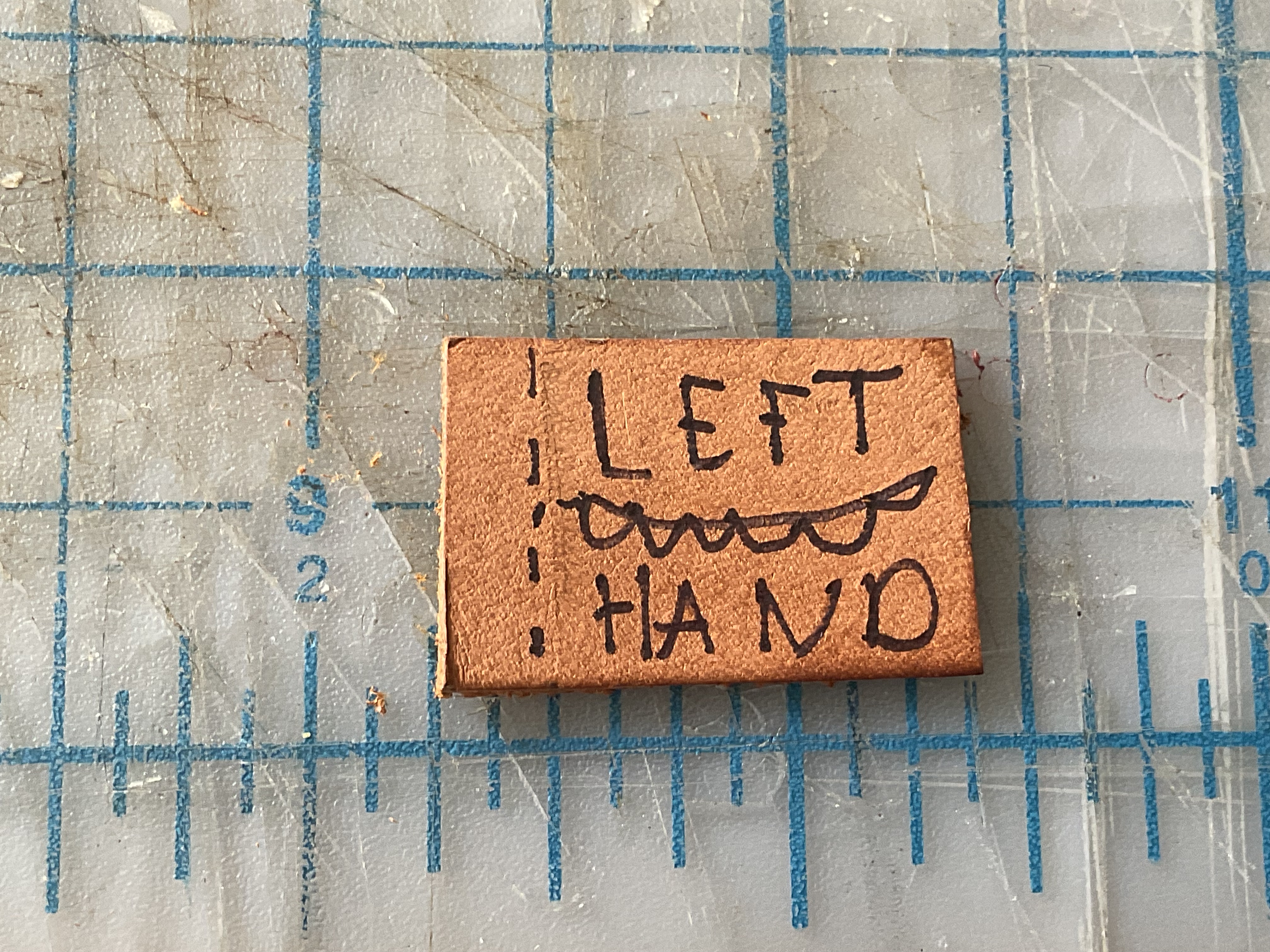 Hand-stamped Left Hand Equipment leather label